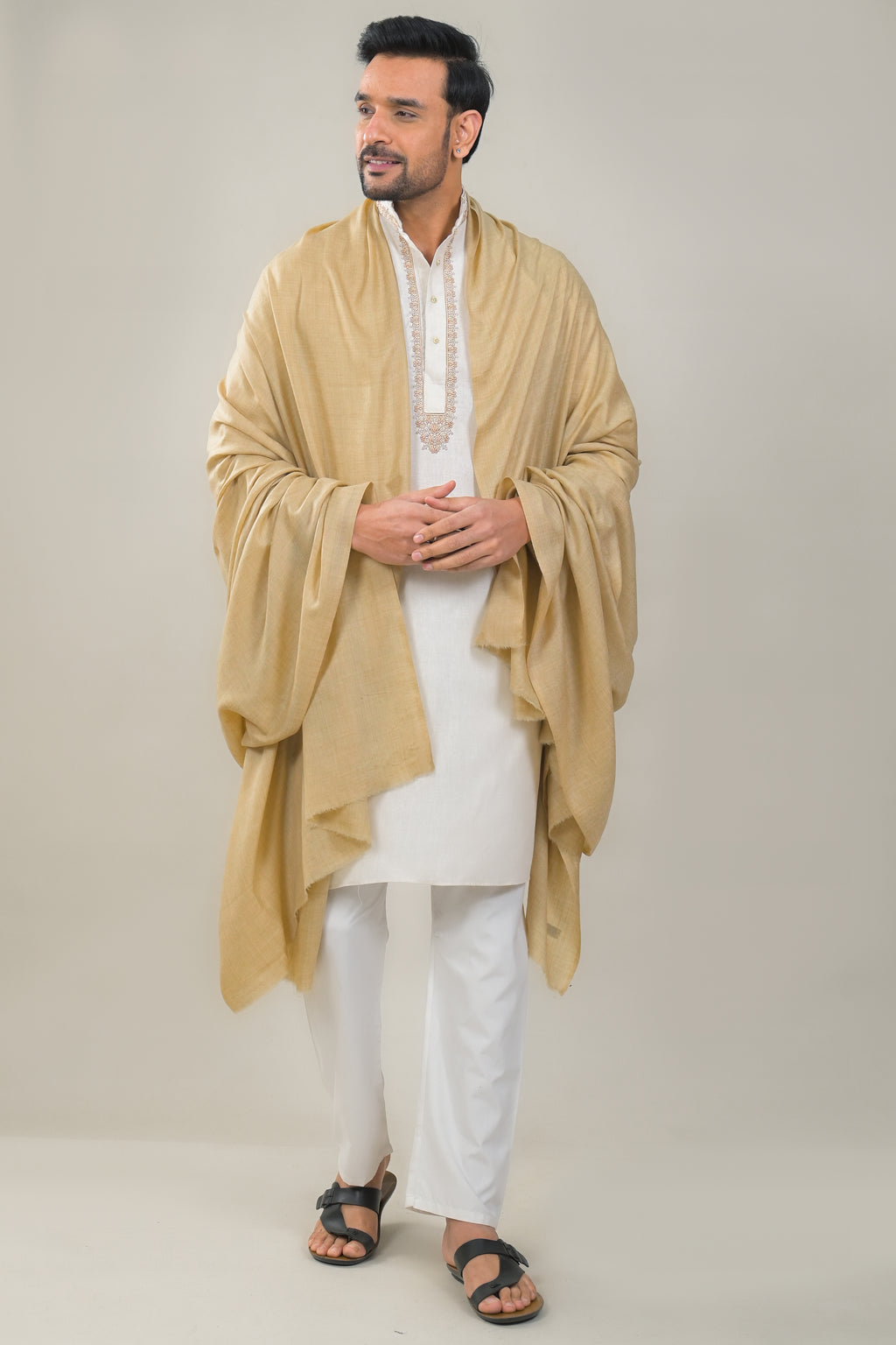Elevate Natural Solid Winter Woolen Shawl