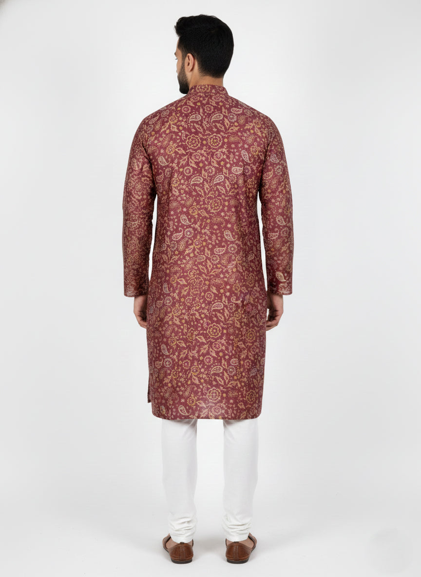 Soul Armor Mens Traditional Detailed Artwork Kurta Set