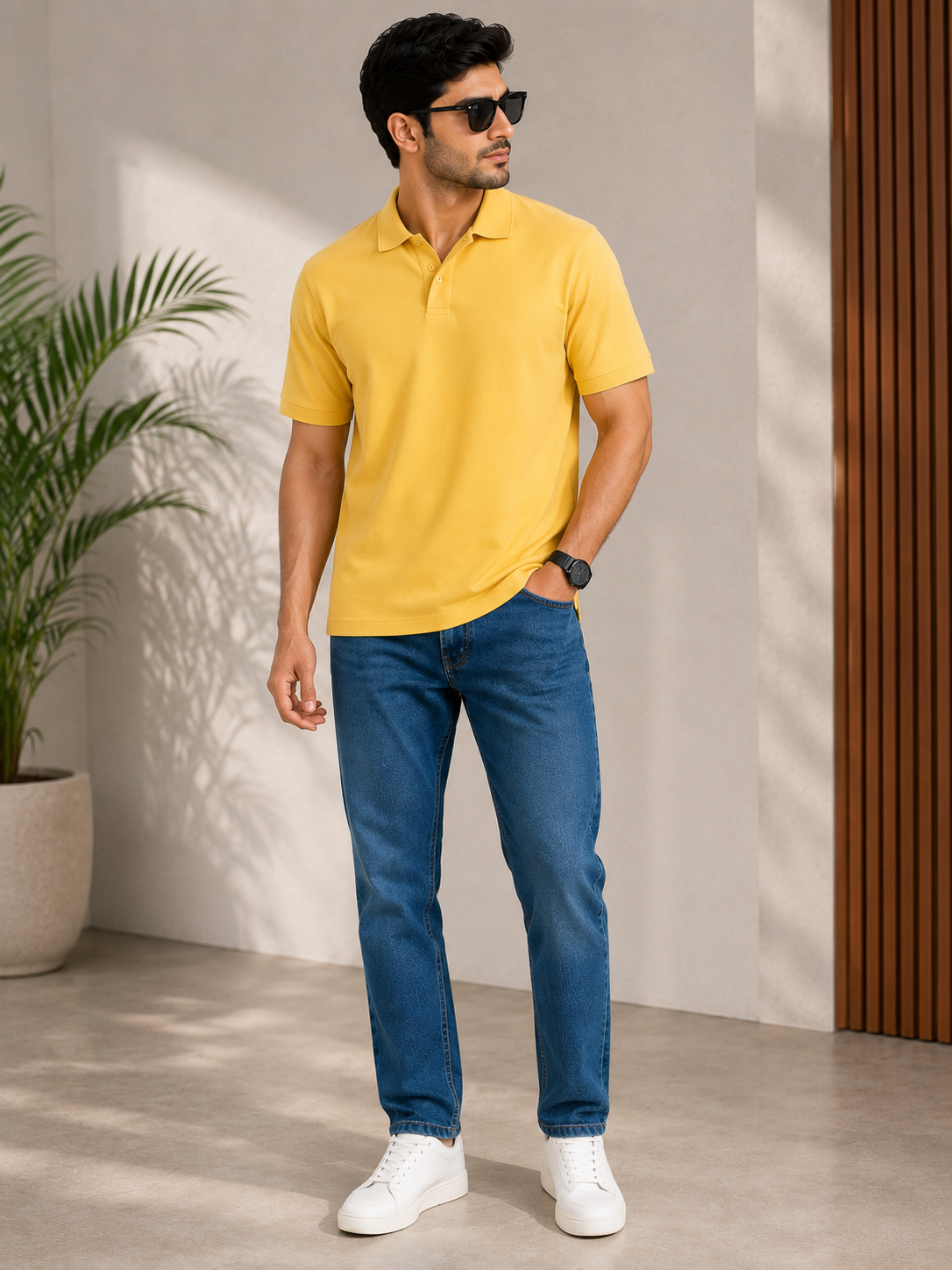 SOUL ARMOR Men's Yellow Solid Polo T-Shirt | Premium 95% Cotton Spandex Stretch Polo | Half Sleeve Casual Smart Wear | Regular Fit