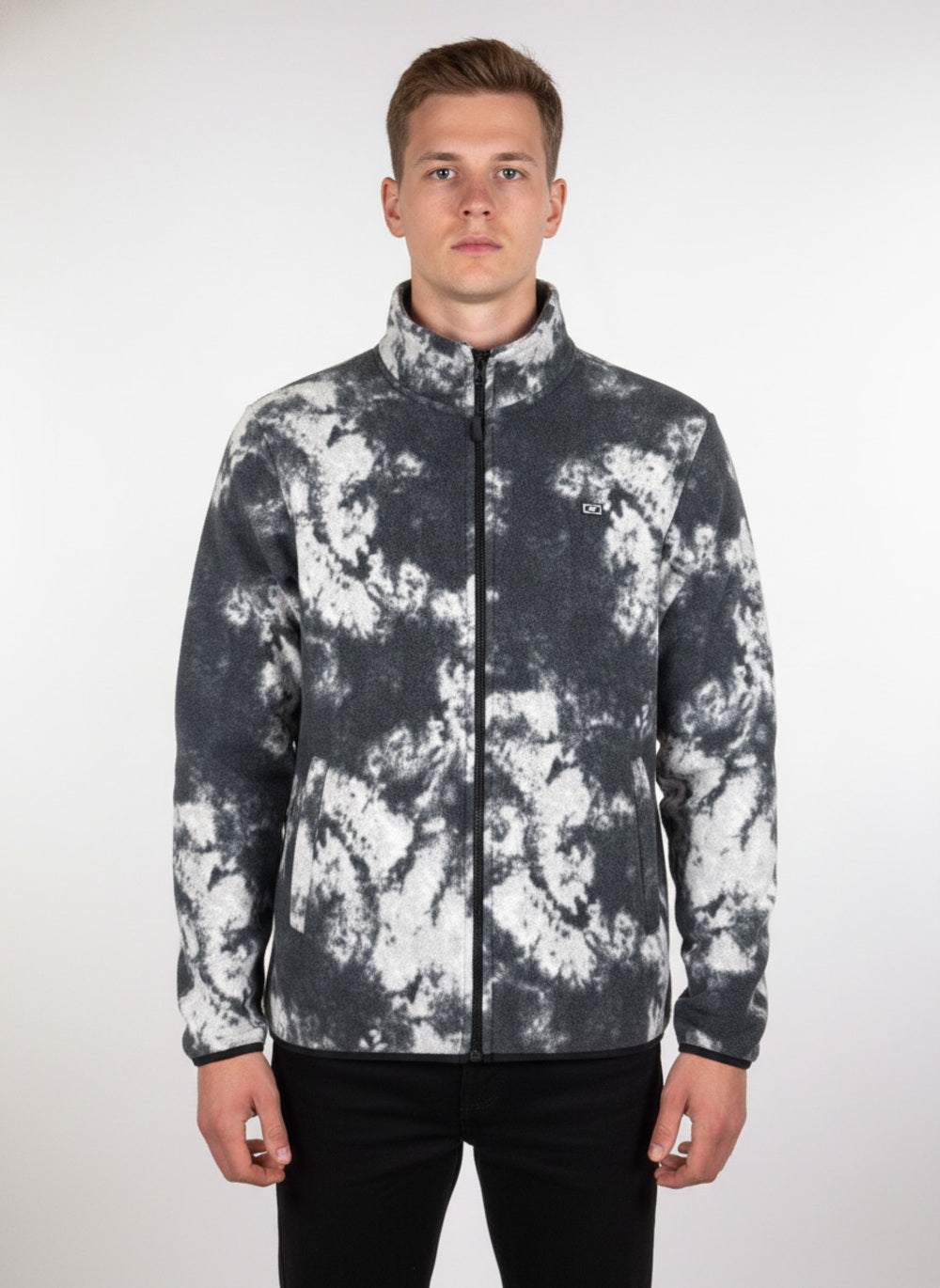 On-Vers Printed High Neck Full Zipper Fleece Mens Sweatshirt.