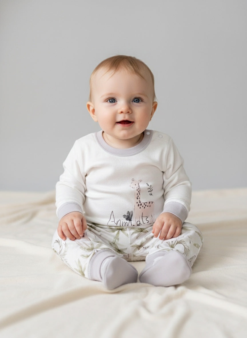 Vats Lil Luxe Soft White Printed Baby Cord Set – Premium Infant Wear
