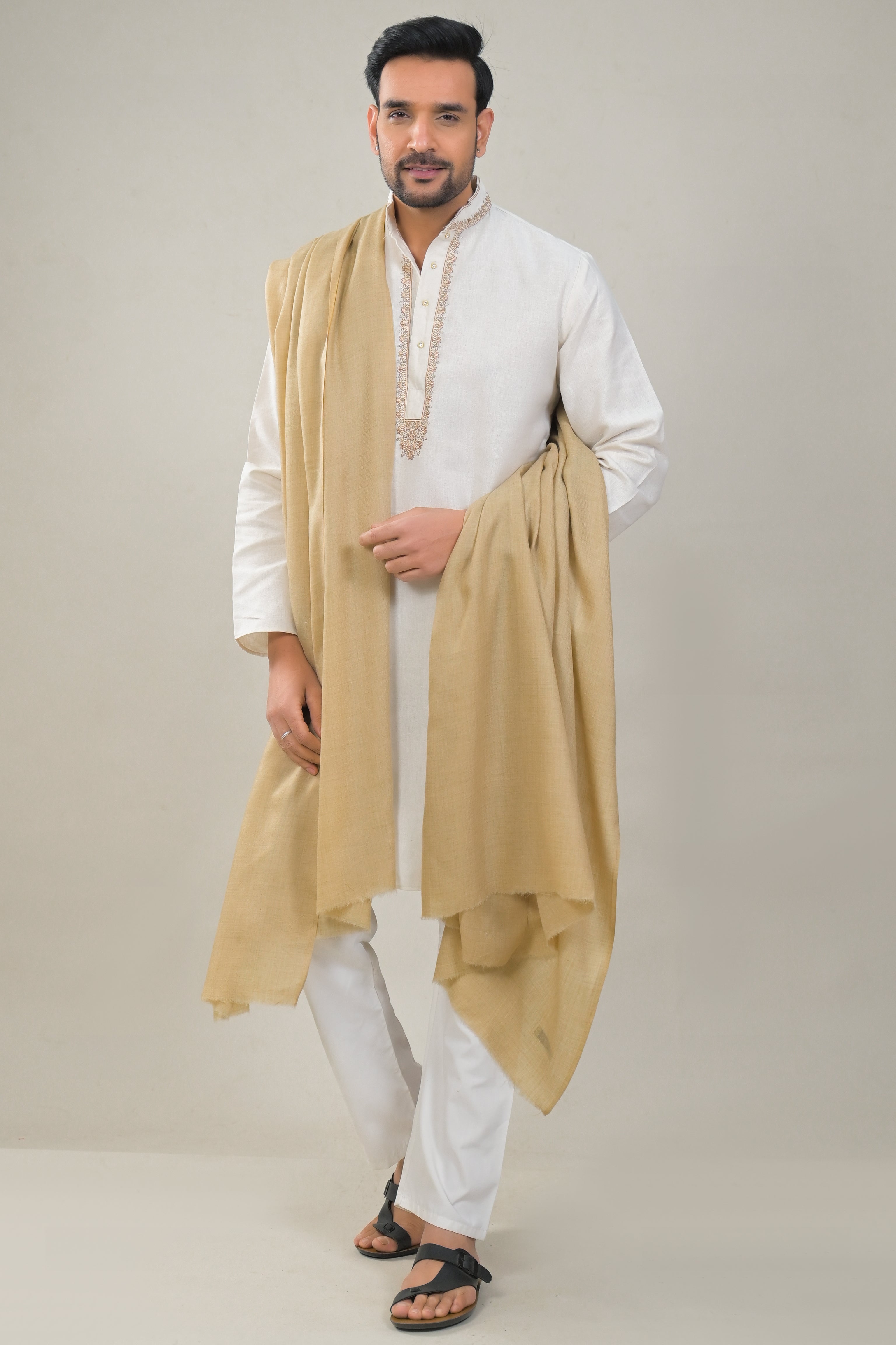 Elevate Natural Solid Winter Woolen Shawl