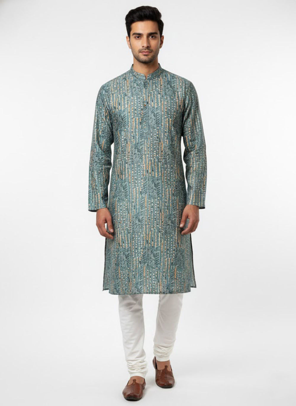 Soul Armor Mens Vertical Texture Inspired Ethnic Design Kurta Set