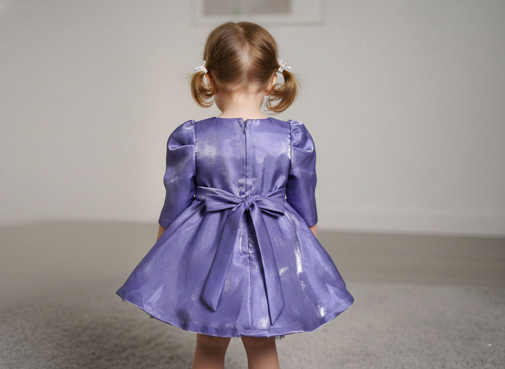 Katibi Purple Rose Detail Party frock for Little Girls