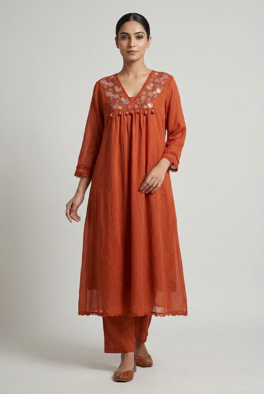 Soul Armor Elegant Embroidered Yoke Kurta Pant & Dupatta Set