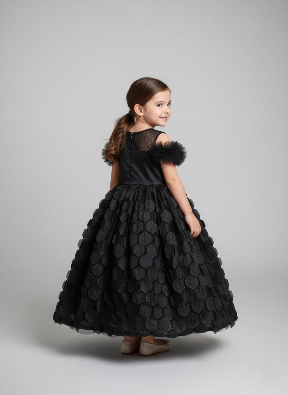 Katibi Classic Royal Black Party gown for kids.