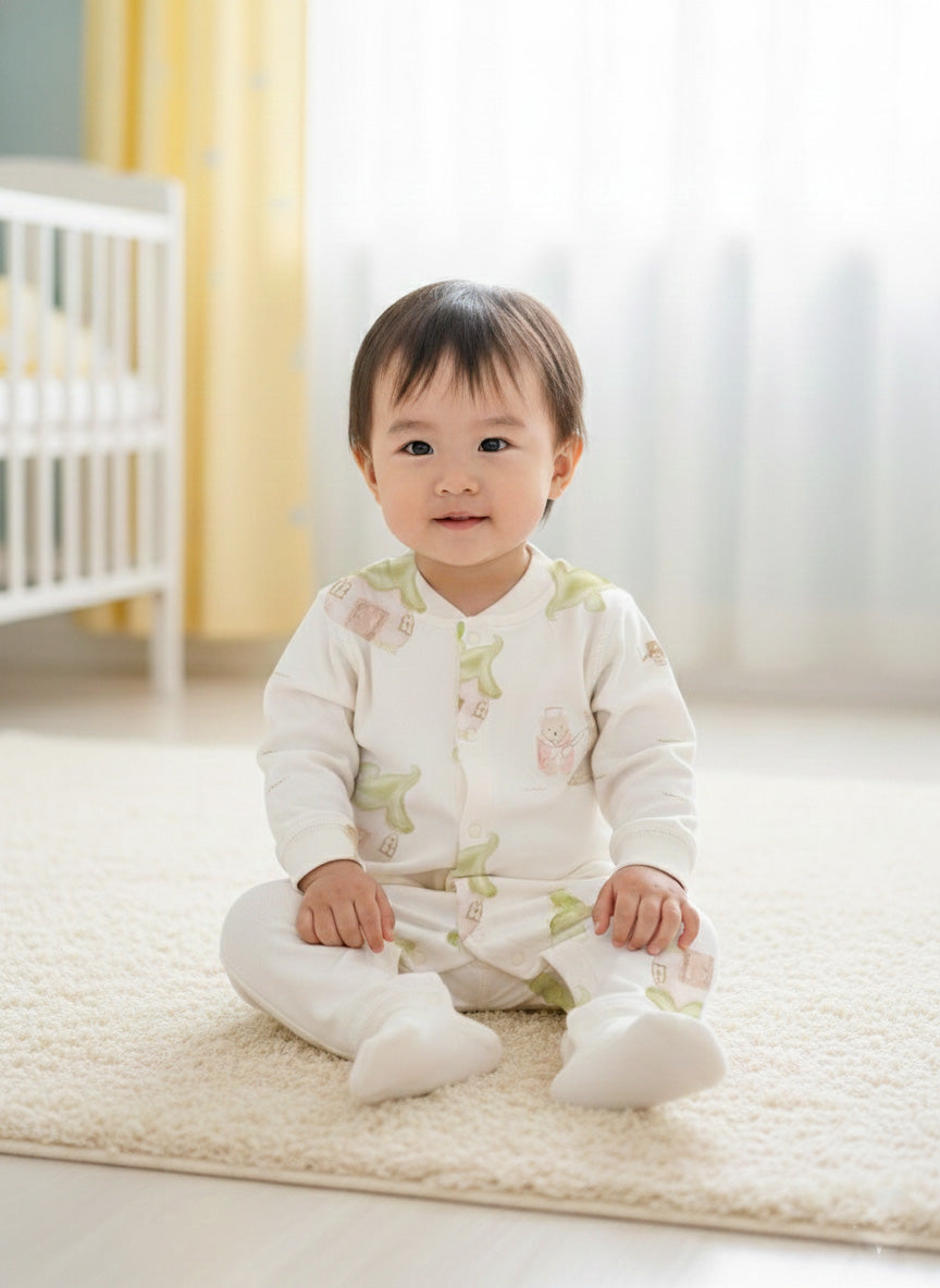 Vats Lil Luxe Unisex Baby All-Over Print Snap Button Romper