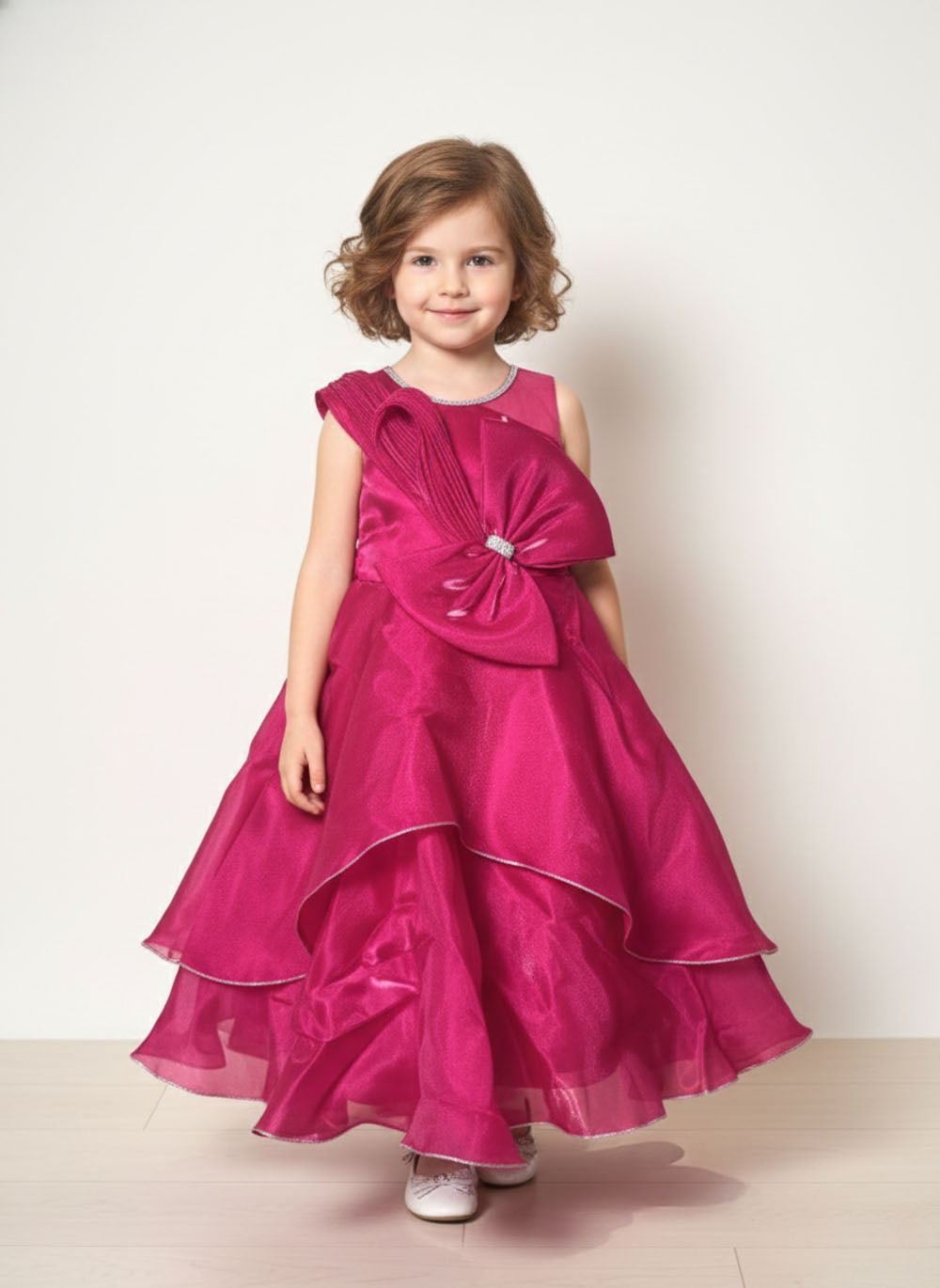 Katibi Kids cherry pink Layered gown.