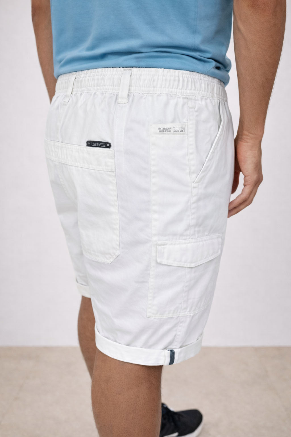 Beevee Mens Solid Cotton Drawstring Relaxed Casual Summer Shorts