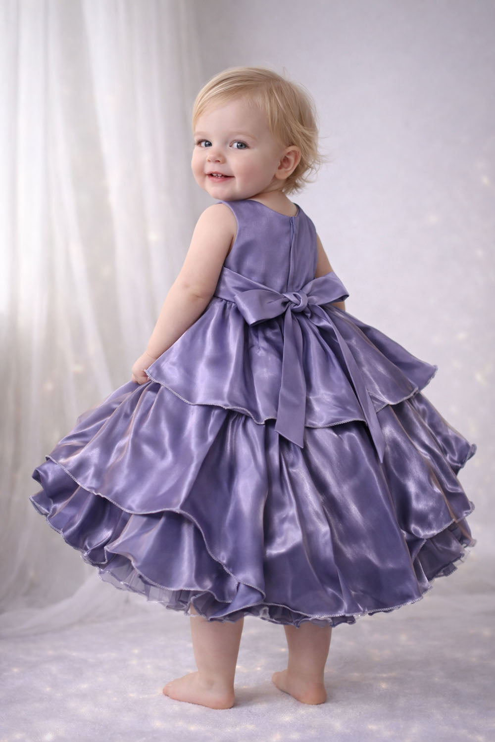 Katibi Royal Lavender purple Designer Party gown for Baby Girls.