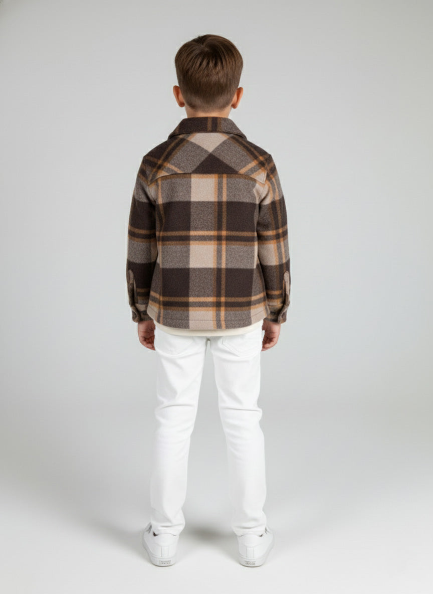 Vats Lil Luxe Boys Jacket with Classic Check Pattern and Pocket Flap