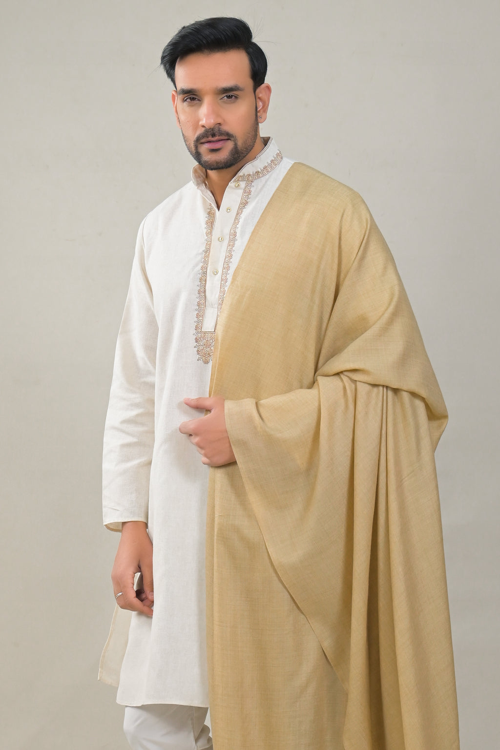 Elevate Natural Solid Winter Woolen Shawl