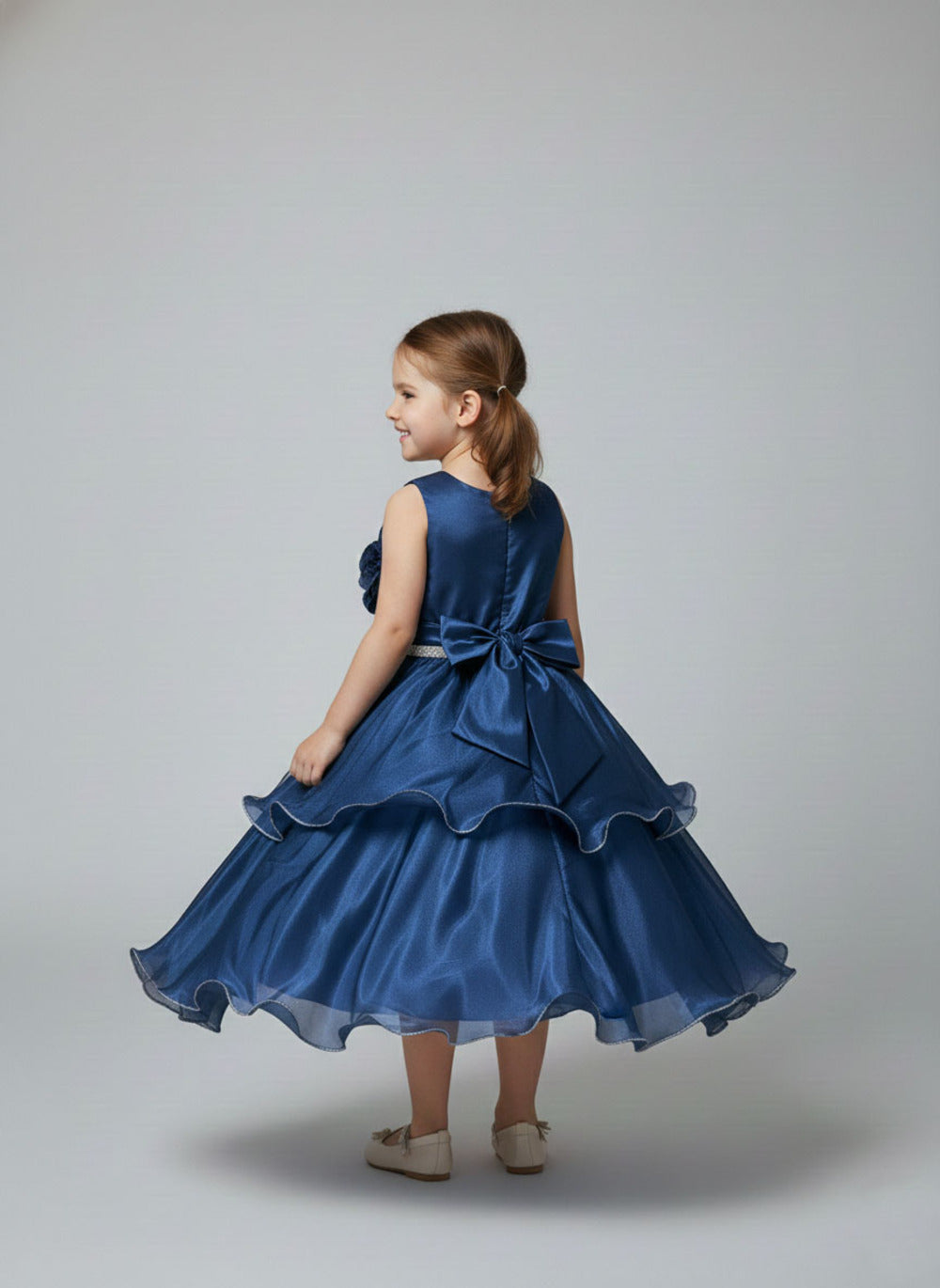 Katibi Blue Layered Party Wear Gown for Girls.