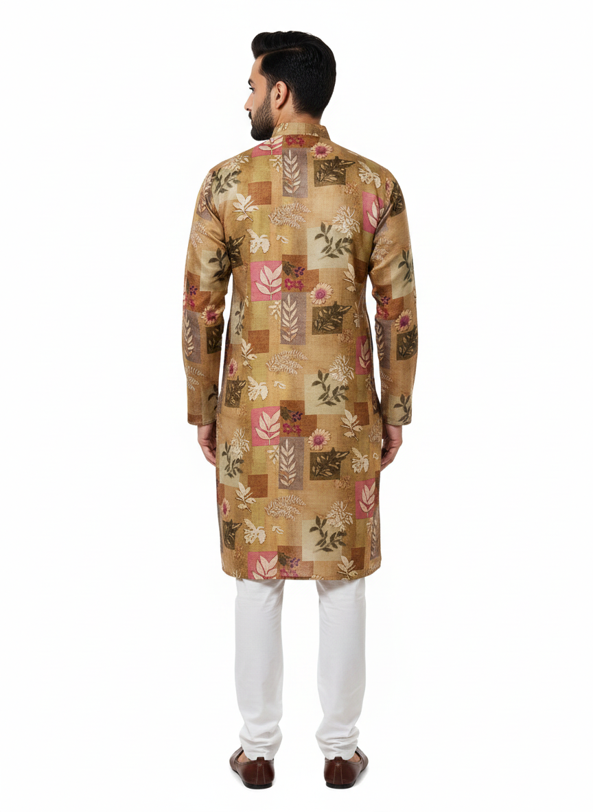 Soul Armor Mens Artistic Panel Print Kurta Set