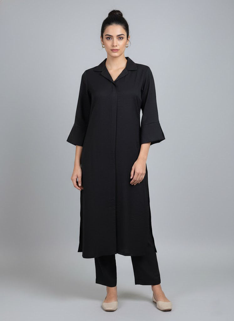 Soul Armor Ladies Solid Straight with Three Quarter Sleeves and Matching Bottom Kurti Set