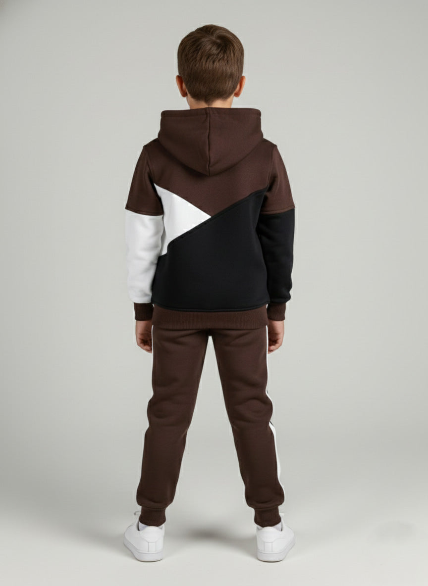 Vats Lil Luxe Printed Boys Track Suit with Hooded Sweatshirt Top & Matching Bottom