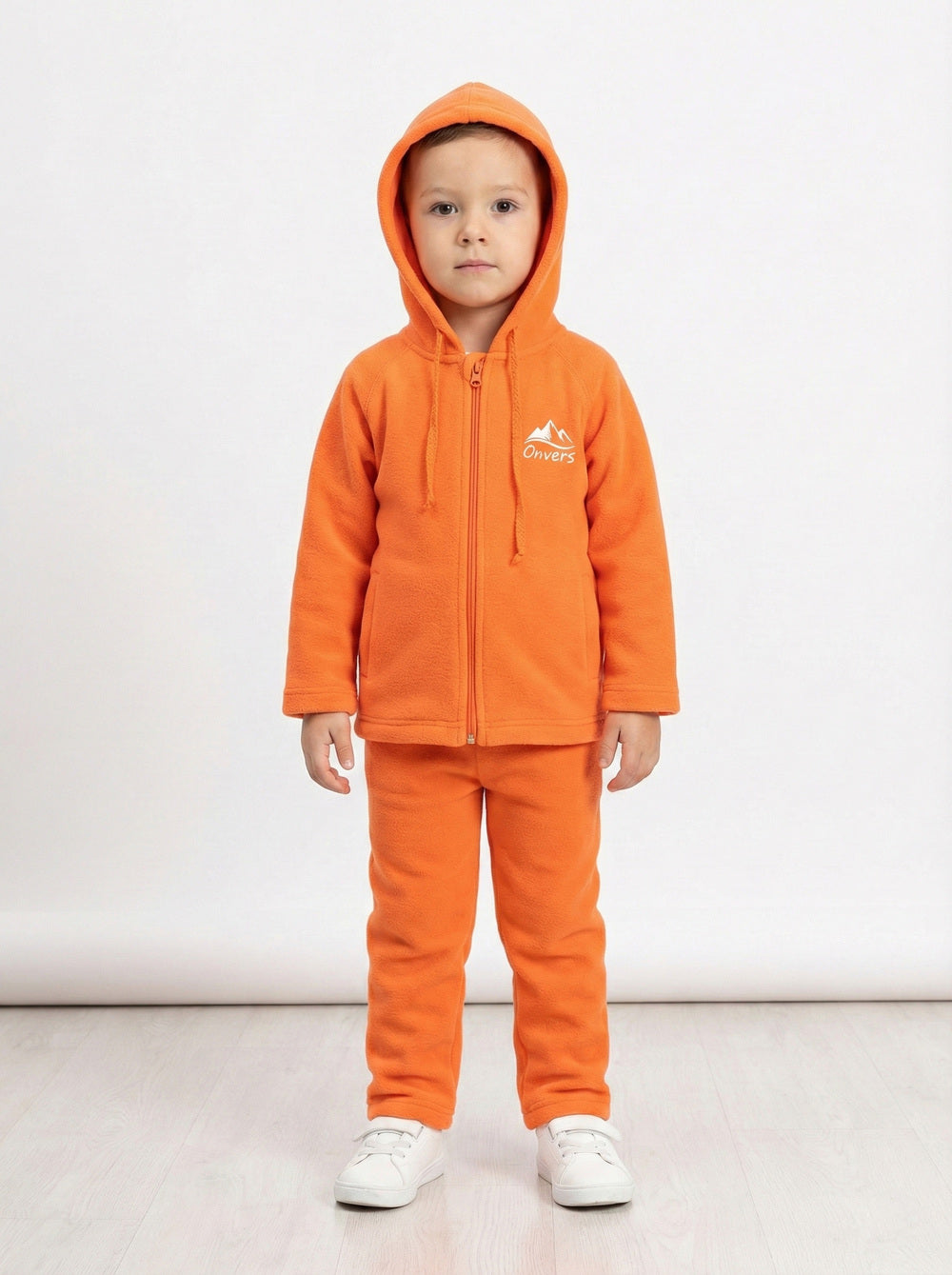 On-Vers Solid Hooded Fleece Boys Track Suit