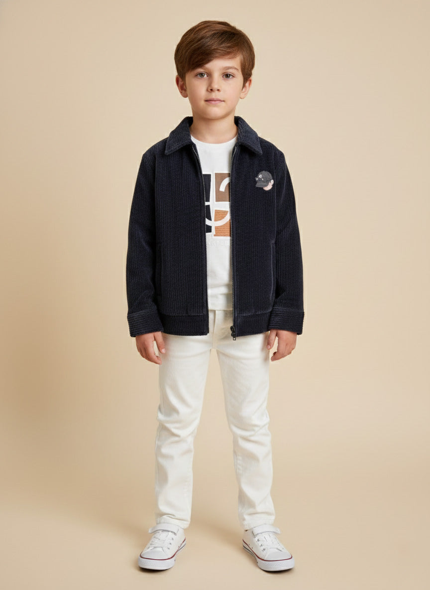 Vats Lil Luxe Casual Wear Boys Shacket with Front Button Design