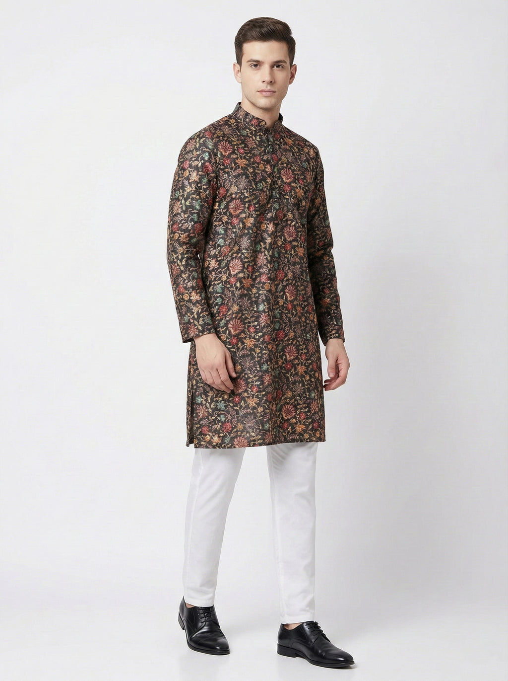 Soul Armor Mens Dark Floral Heritage Kurta Set