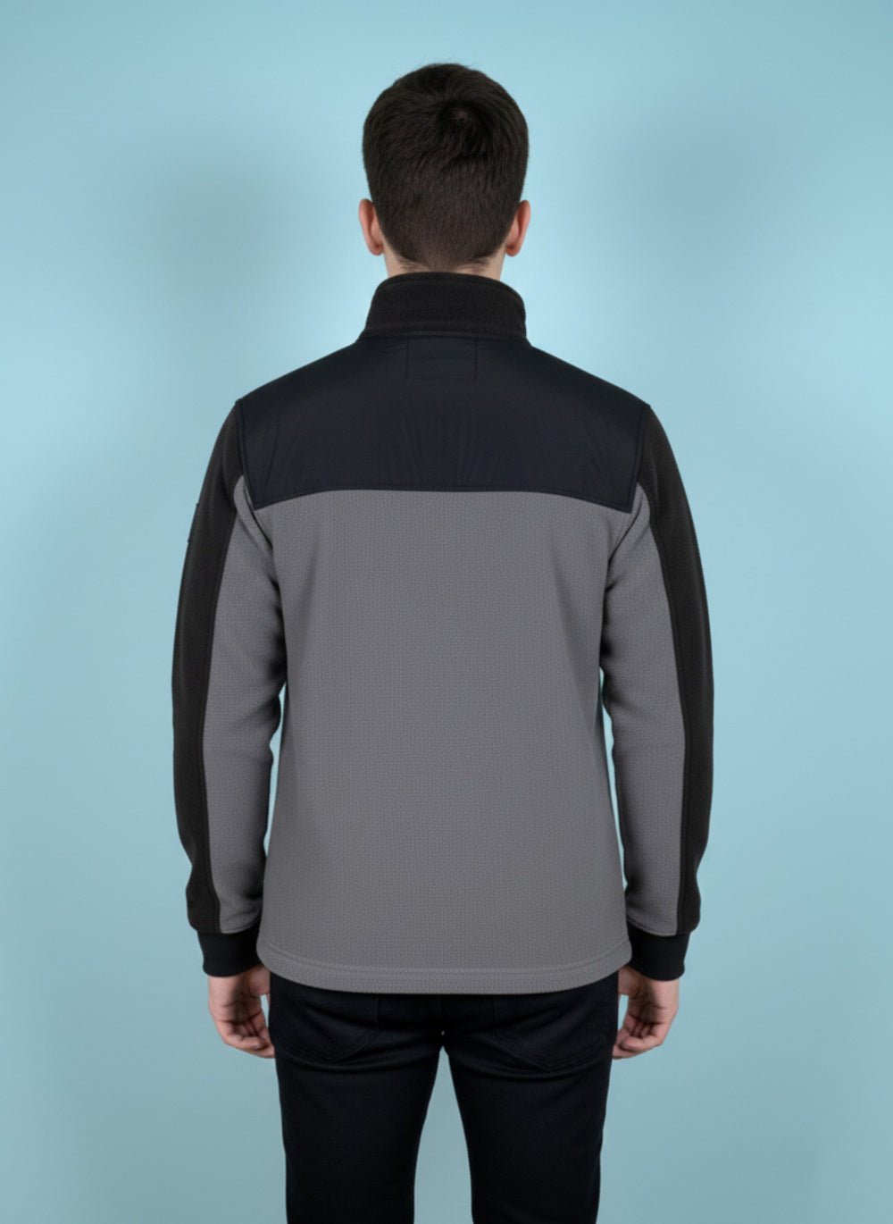 On-Vers Men’s Two-Tone Full Zip High Neck Sweatshirt