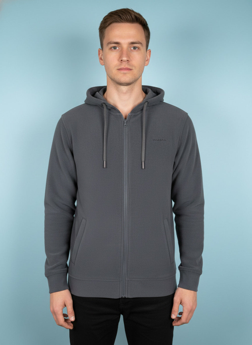 On-Vers Solid Hooded Full Zipper in Fleece Mens Sweatshirt.