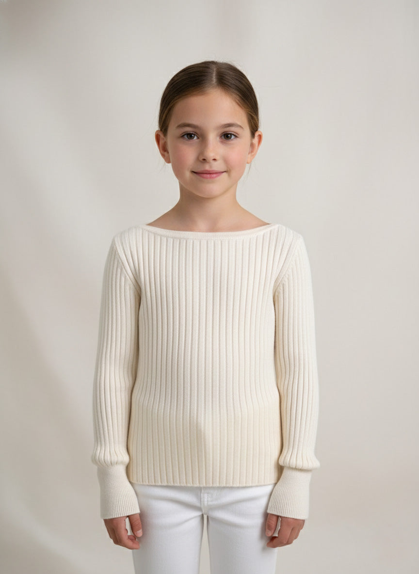 Vats Lil Luxe Full Sleeve Girls Sweater with Ribbed Knit Design