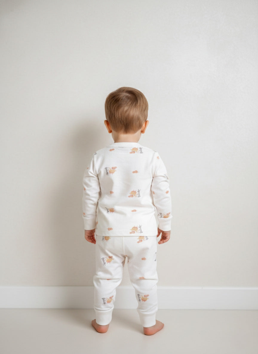 Vats Lil Luxe Soft Cream Unisex Baby Printed Button-Down Cord Set