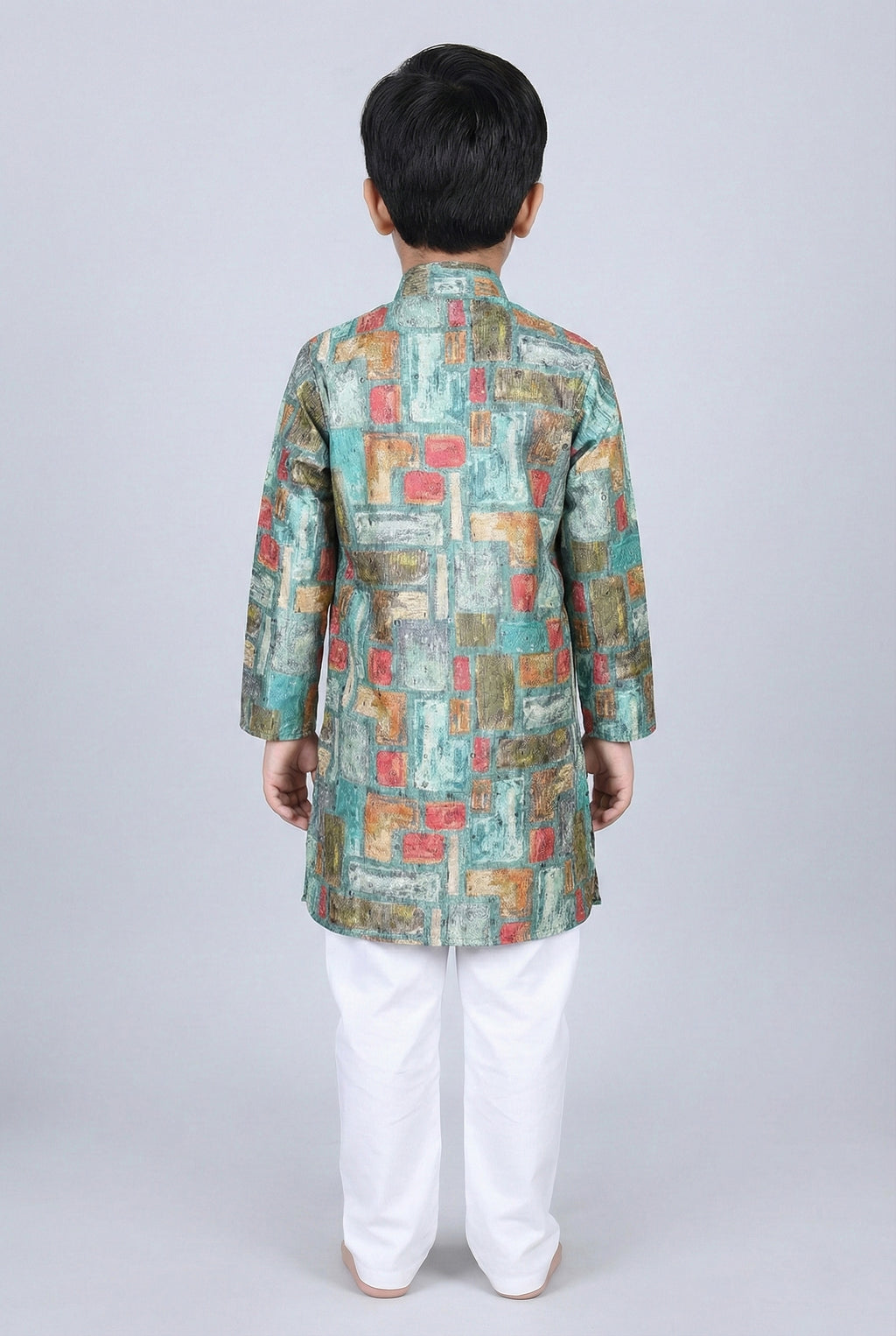 Elevate Green Multicolor Vibrant Artistic Surface Design Kurta Set