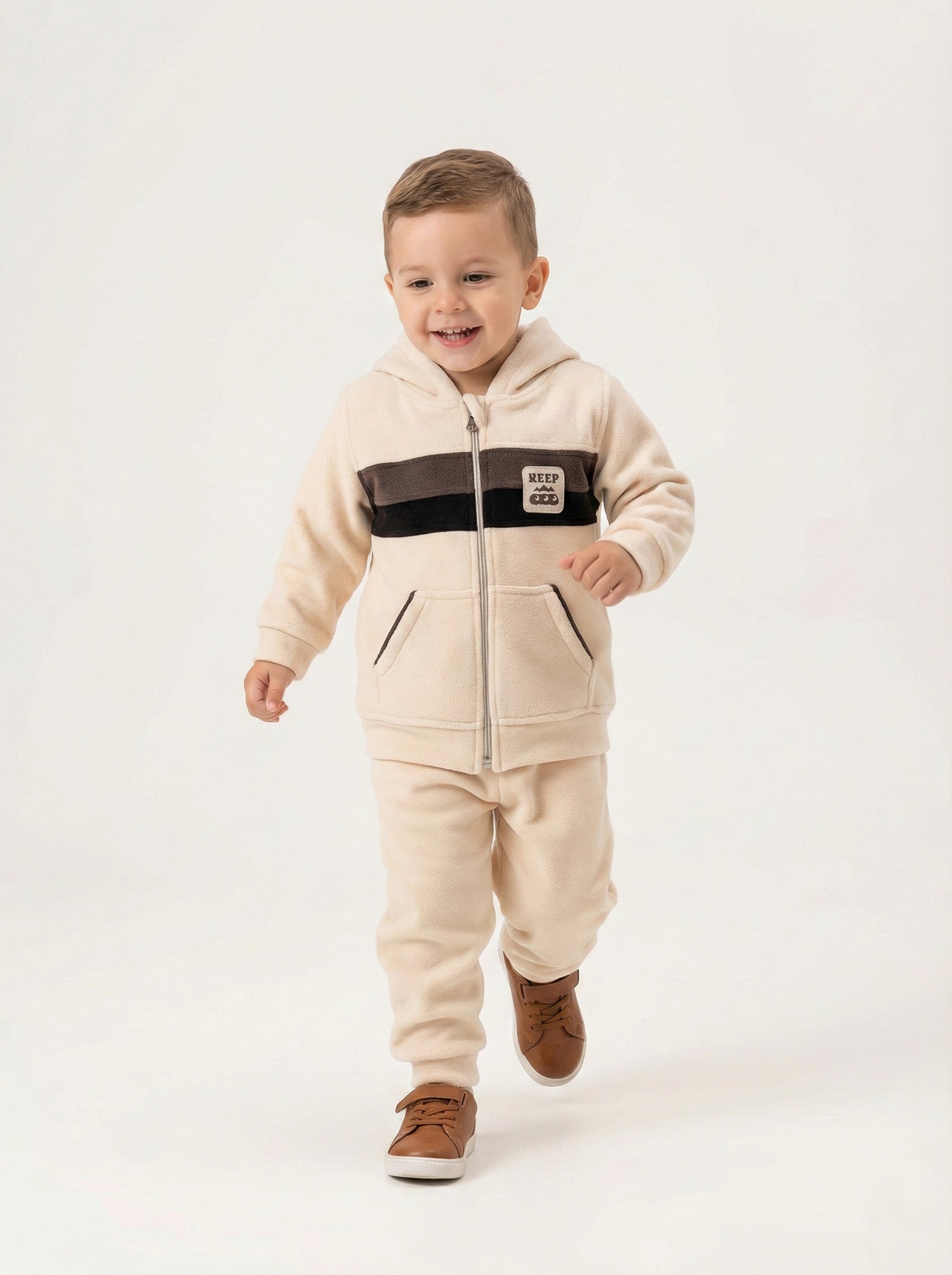 Vats Lil Luxe Boys Hooded Zip-Up Jacket with Track Pant Co-Ord Set