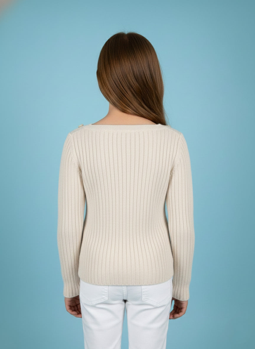 Vats Lil Luxe Full Sleeve Girls Sweater with Ribbed Knit Design