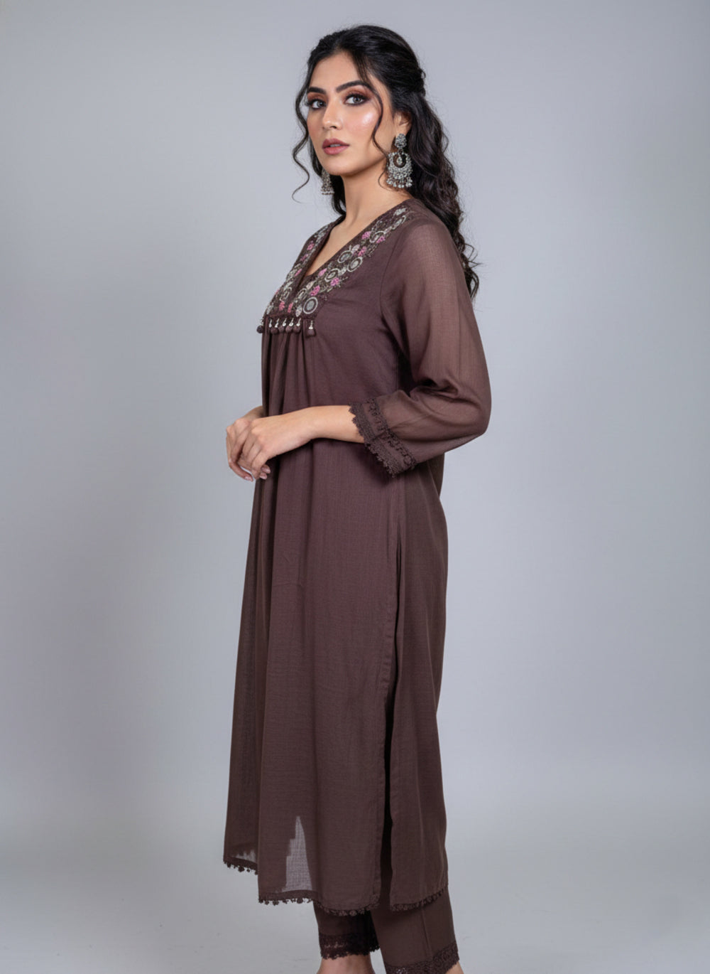 Soul Armor Elegant Embroidered Yoke Kurta Pant & Dupatta Set