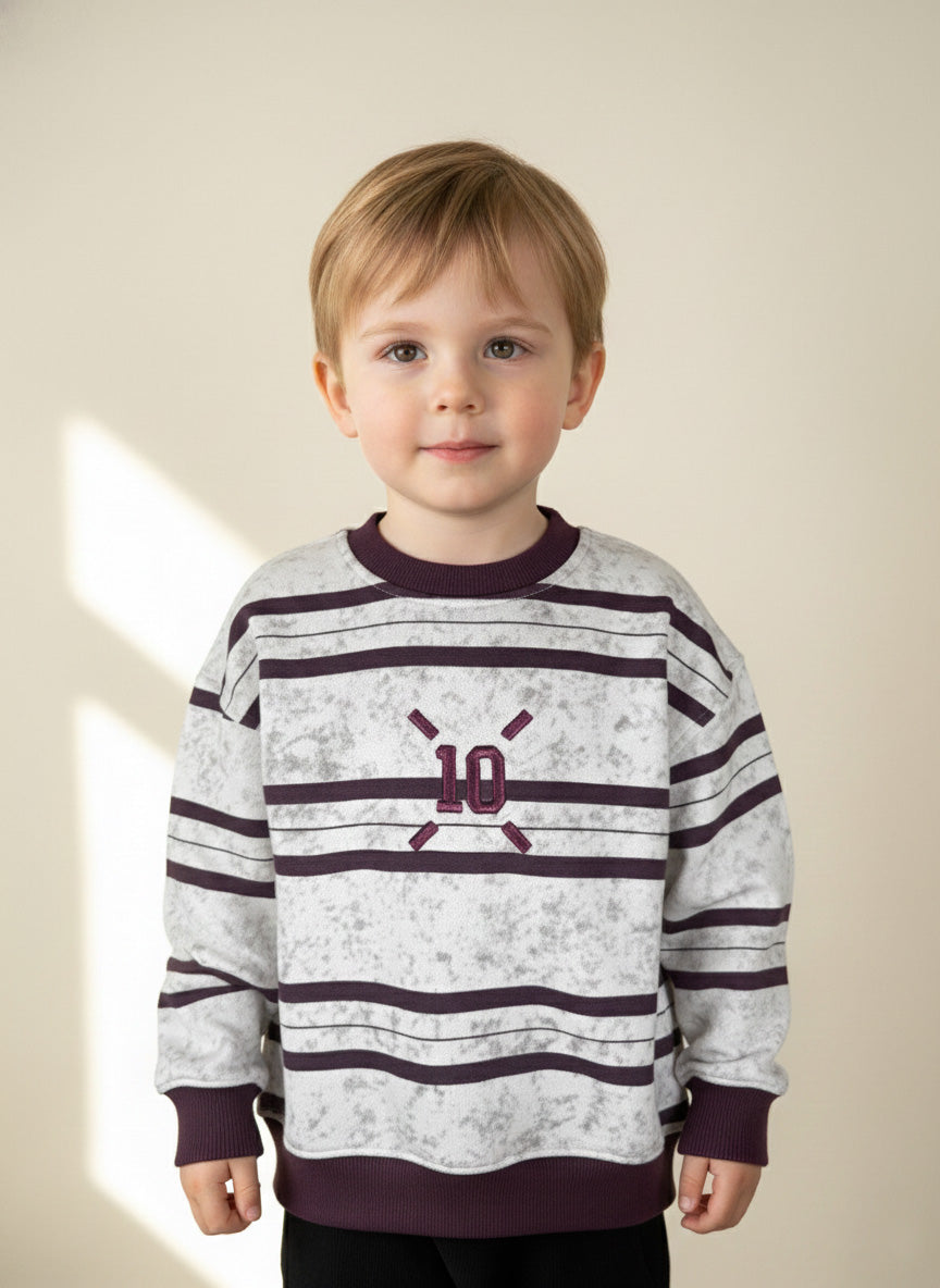 Vats Lil Luxe Kids Sweatshirt with Contrast Rib and Front Graphic