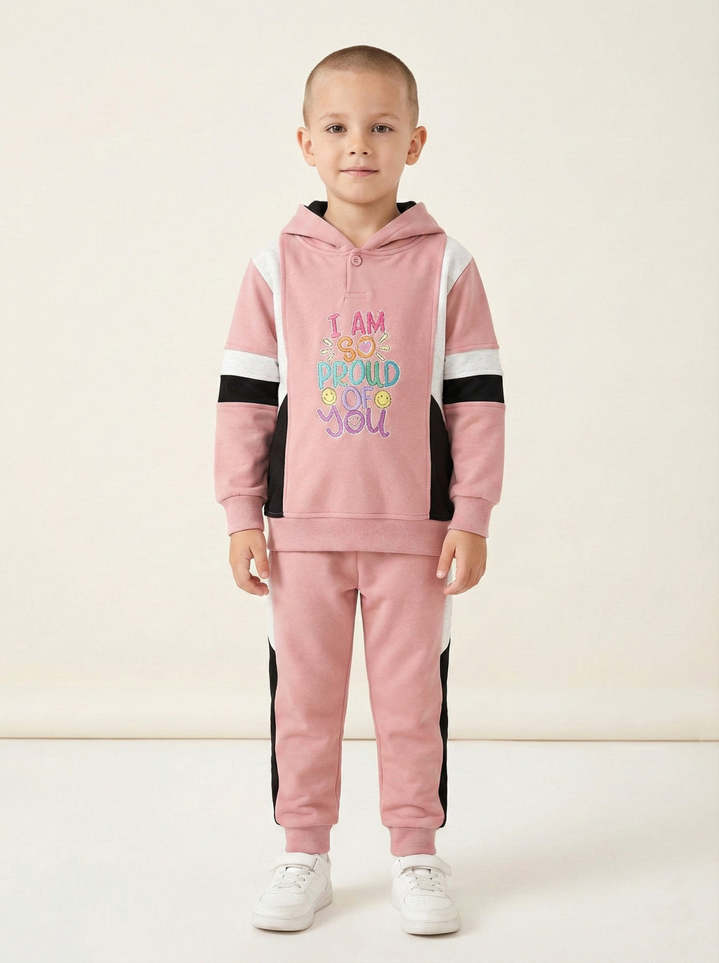 Vats Lil Luxe Boys  Printed Hoodie with Jogger Pants Set