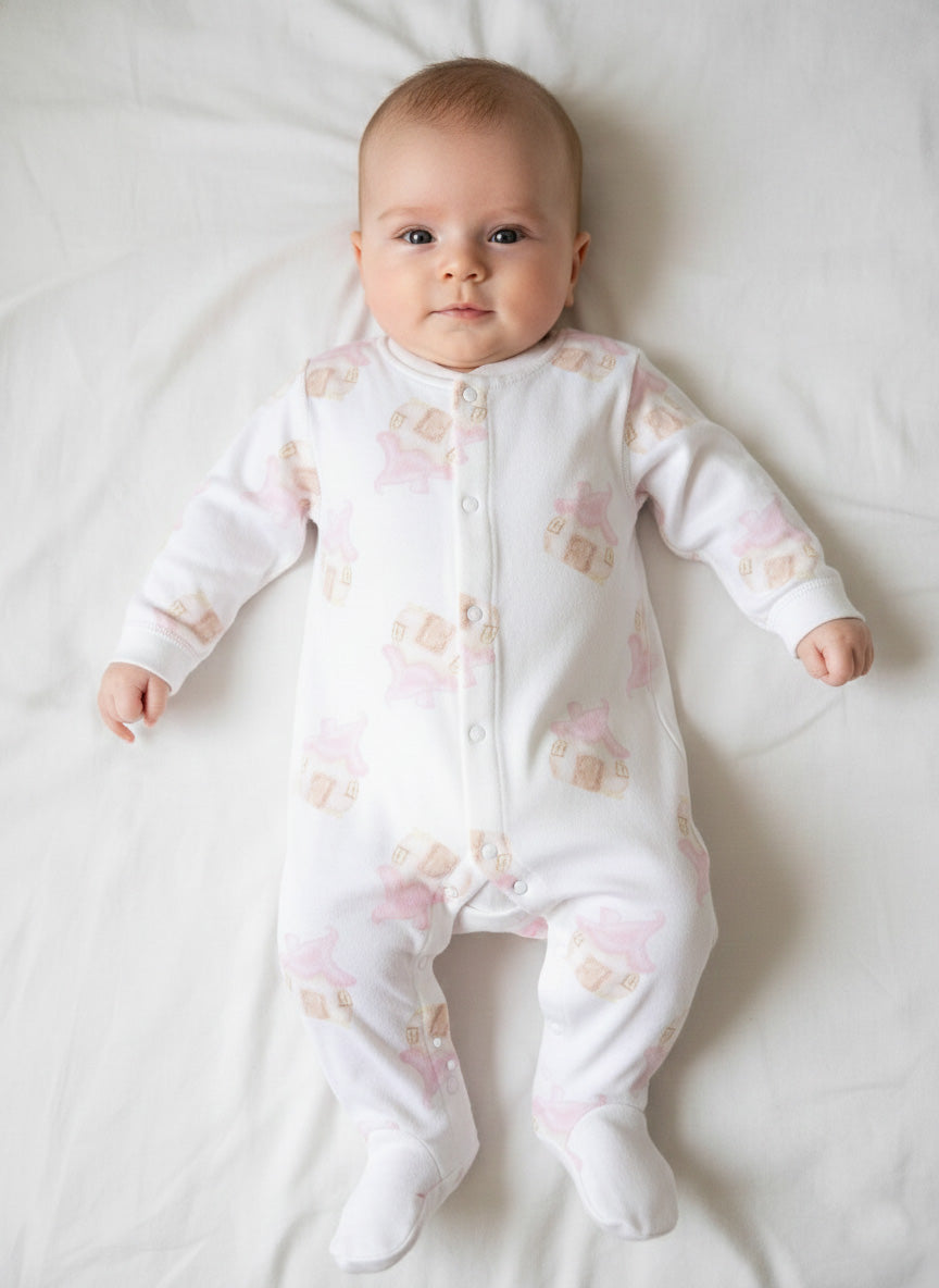 Vats Lil Luxe Unisex Baby All-Over Print Snap Button Romper