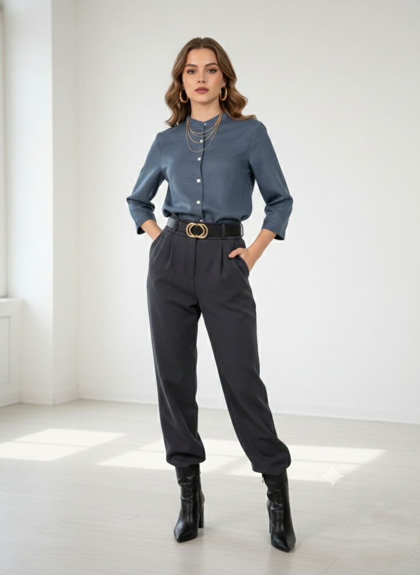 Soul Armor Ladies Solid Shirt with Classic Button Placket and Full Sleeves