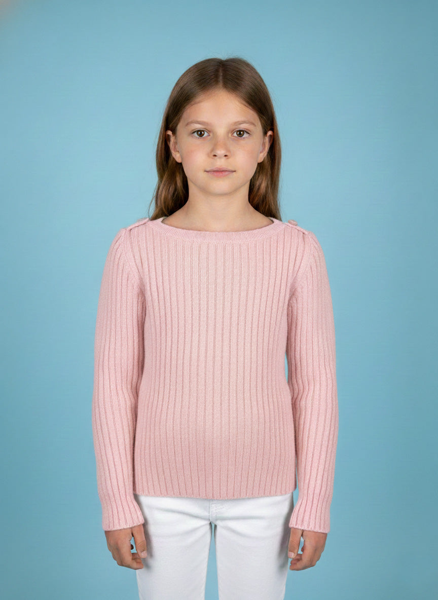 Vats Lil Luxe Full Sleeve Girls Sweater with Ribbed Knit Design