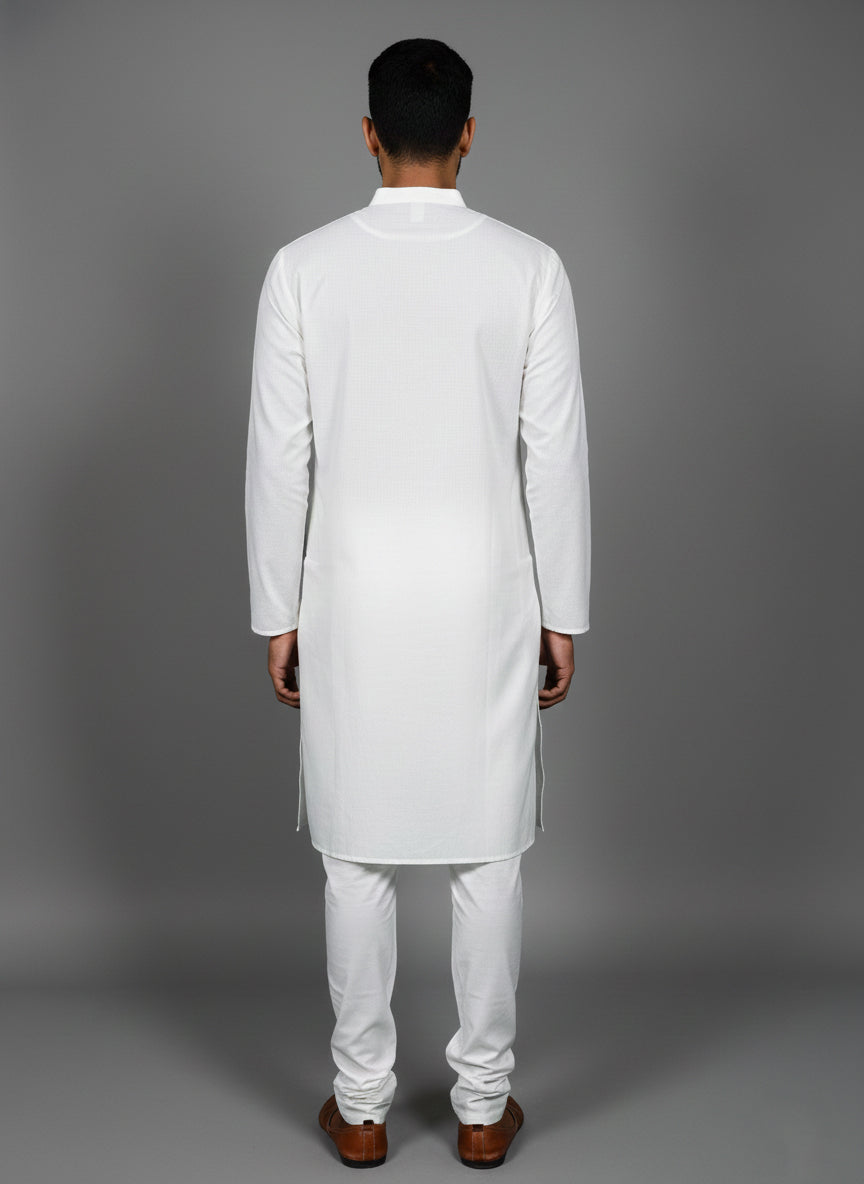 Soul Armor Solid Self-Textured Mandarin Collar Mens Kurta Set
