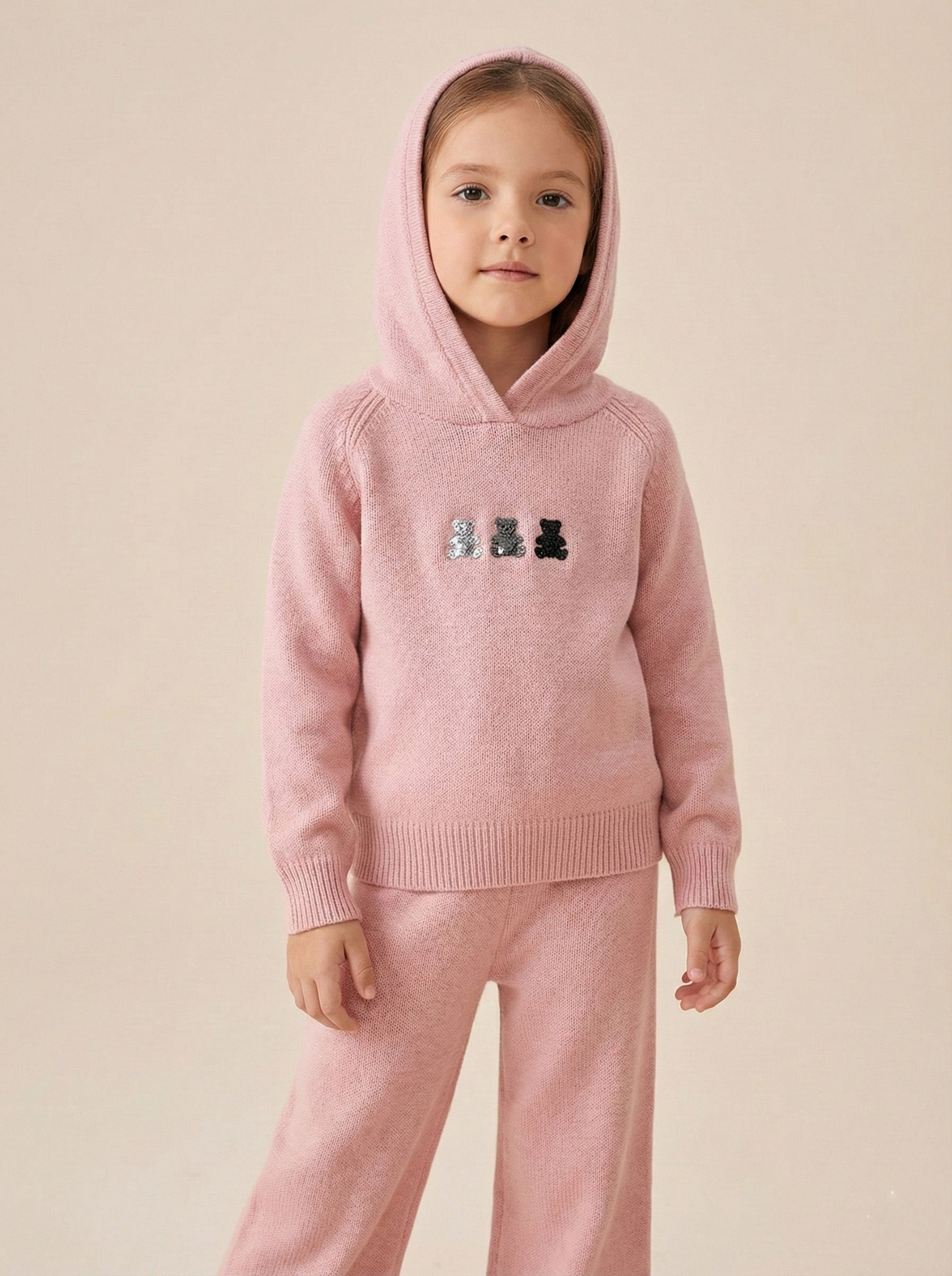 Vats Lil Luxe Solid Hooded Girls Co-ord Set