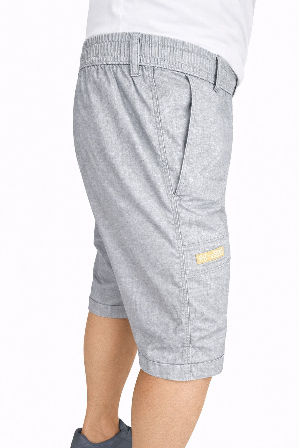Beevee Mens Textured Cotton Rolled Hem Casual Shorts