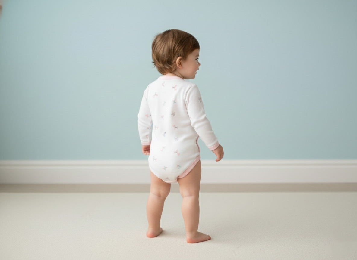 Vats Lil Luxe Baby Half Romper with Full Sleeves and Side Button Closure