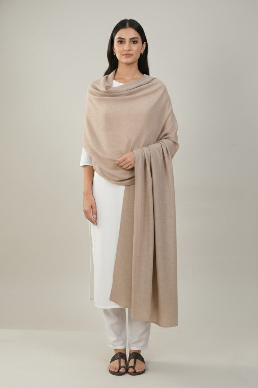Elevate Natural Solid Winter Woolen Shawl