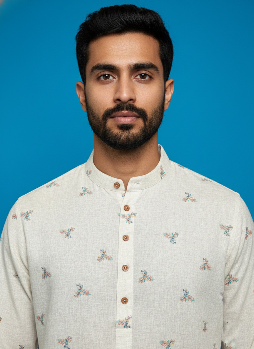 Soul Armor Traditional Fine Print Mens Kurta Set
