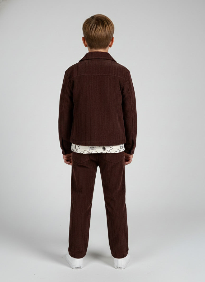 Vats Lil Luxe Kids Cord Set with Jacket Style Outer Top and Elastic Waist Bottom