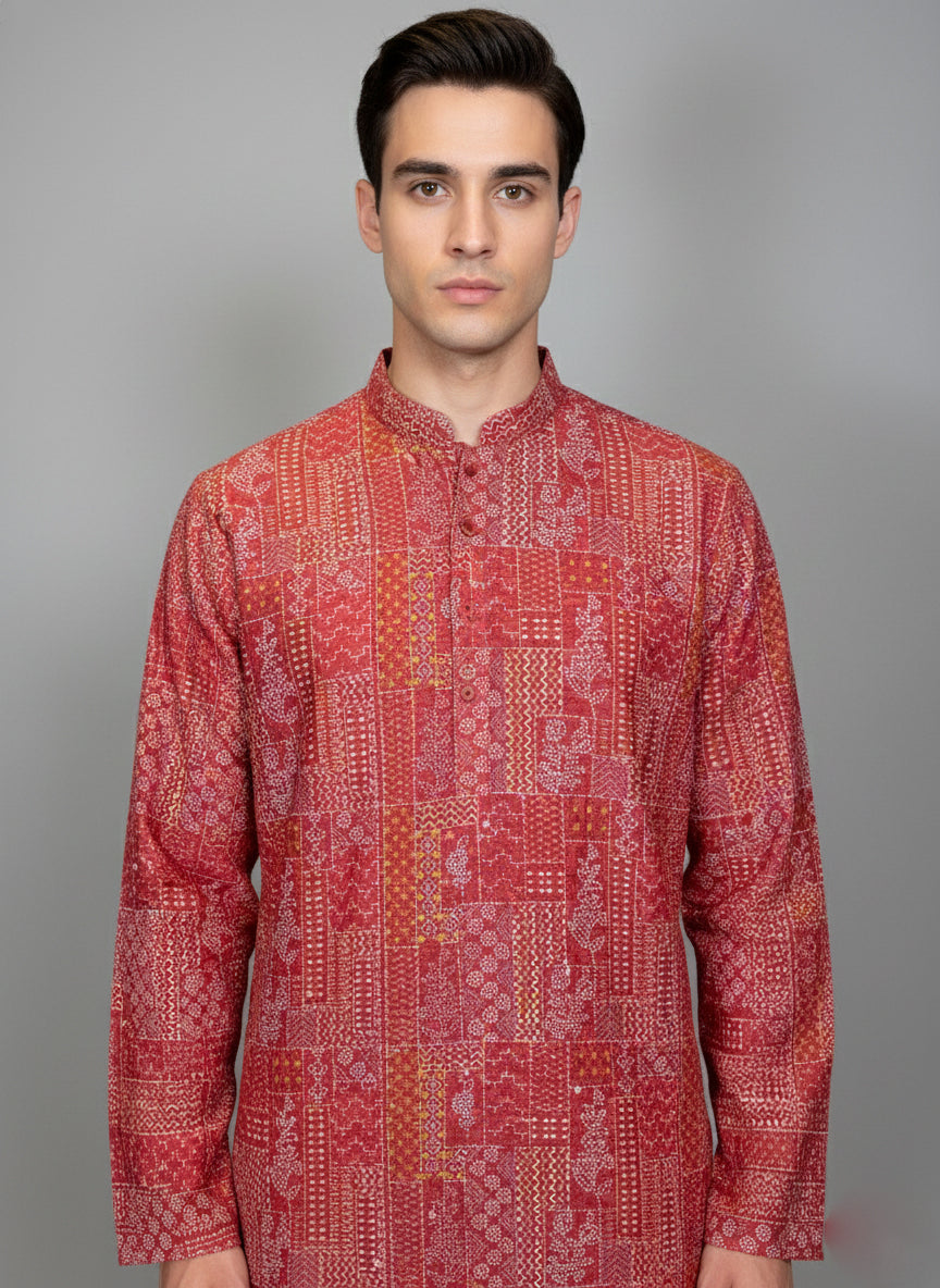Soul Armor Mens Textured Ethnic Pattern Kurta Set