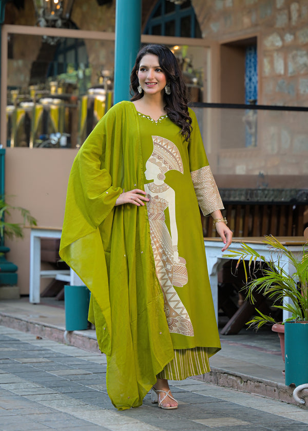 Soul Armor Artistic Print Kurta Pant Set