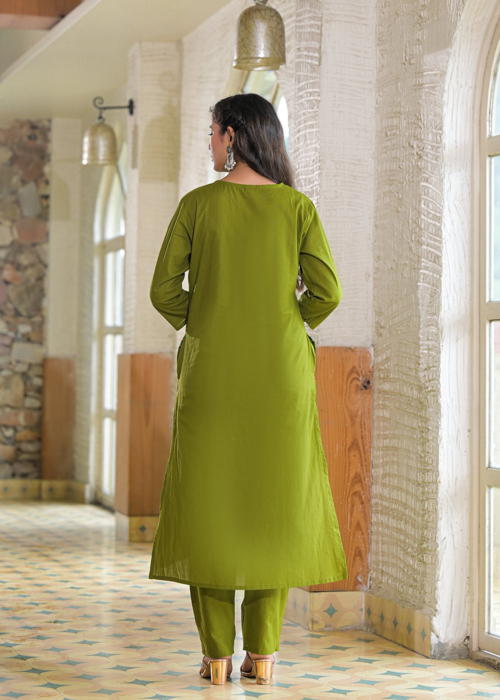 Soul Armor Embroidered Neck Design Straight Kurta with Pant Set