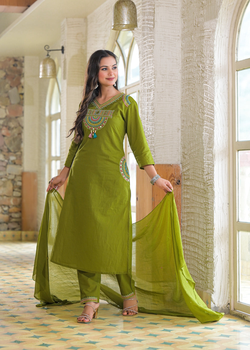 Soul Armor Embroidered Neck Design Straight Kurta with Pant Set
