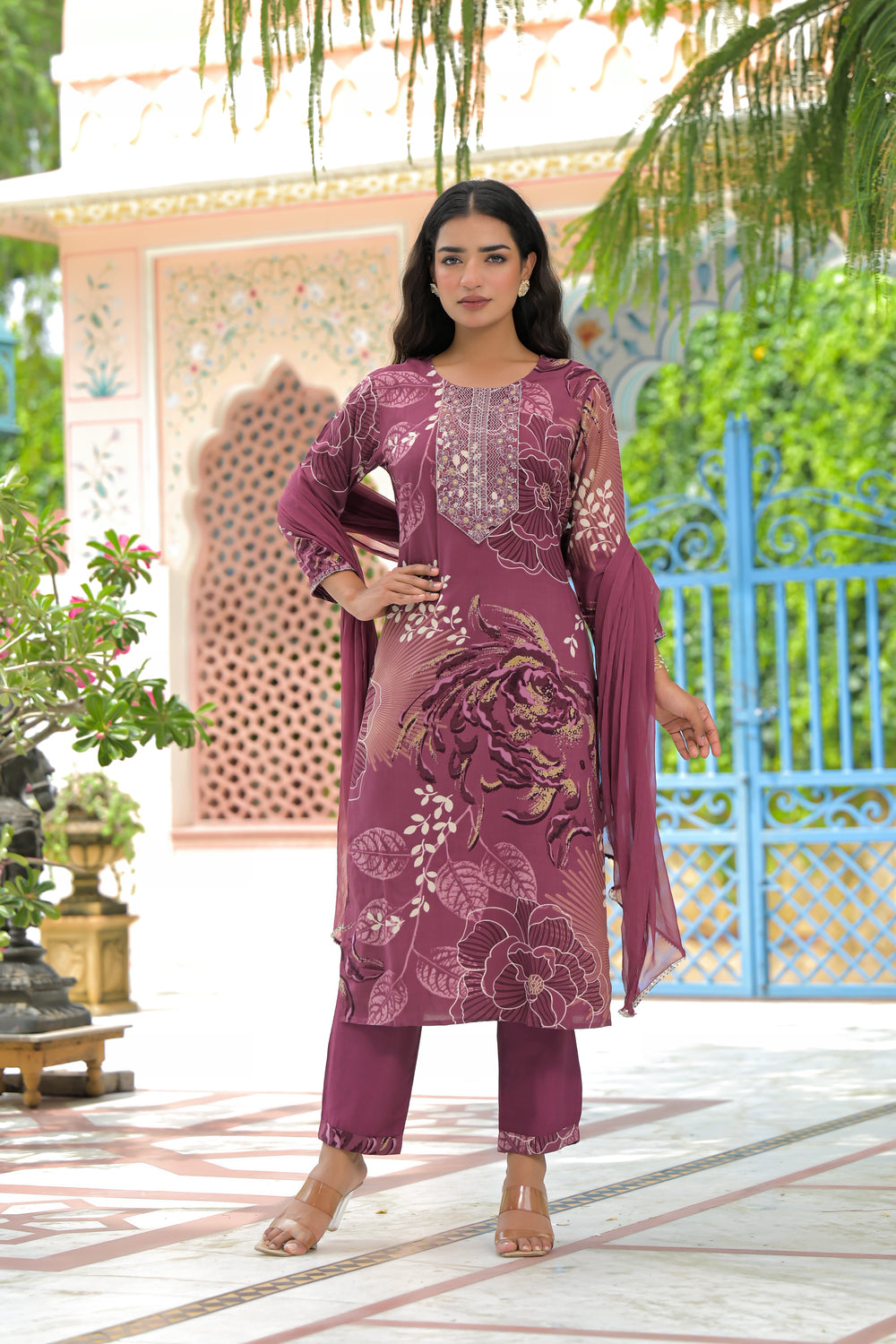 Soul Armor Floral Design Straight Kurta Set