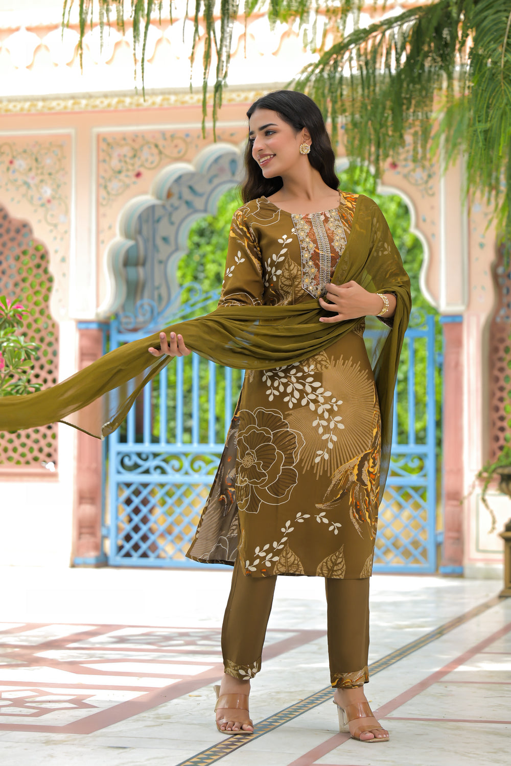 Soul Armor Floral Design Straight Kurta Set