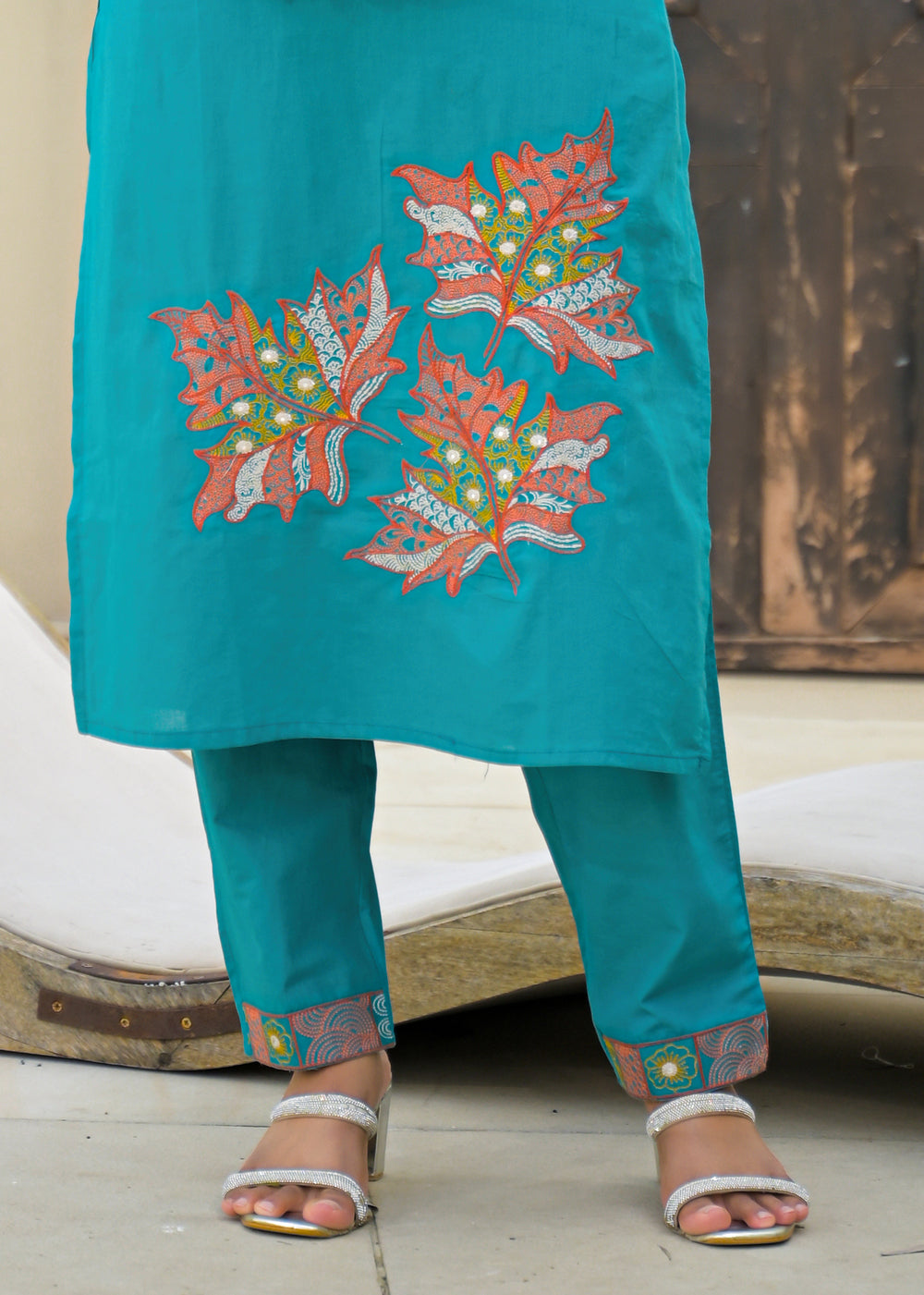 Soul Armor Stylish Neck Embroidered Kurta Set with Pant & Dupatta
